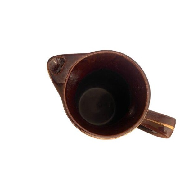 Vintage Moriage Red Ware Hand Painted Brown Gold Glazed Juice Pitcher Japan 6" - Picture 6 of 9